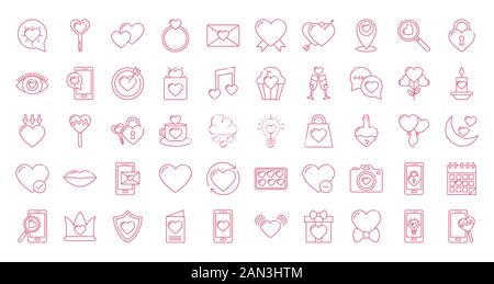 Isolated love icon set vector design Stock Vector