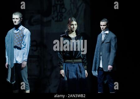 Berlin, Germany. 15th Jan, 2020. Models present creations of LOOKS during the Mercedes-Benz Fashion Week in Berlin, capital of Germany, on Jan. 15, 2020. Credit: Binh Truong/Xinhua/Alamy Live News Stock Photo