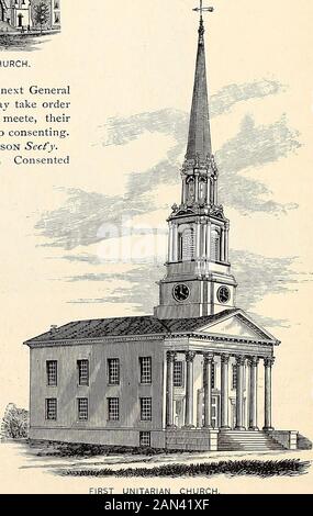 The Bay State monthly : a Massachusetts magazine . nd to bepayd by such persons as shall appear withinthe terme above expressed. The Deputieshave passed this with reference to the con-sent of our honored Magistrates hereto. William Torrey clerk The Magistrates consent to a survey of the place petitioned for, and that Capt. Gookin doe joine with those mentioned of our brethren the deputies, and make re- IVERSALIST CHURCH. turn of their survey to the next GeneralCourt of Elections, who may take ordertherein as they shall see meete, theirbrethren the deputies hereto consenting.Edward Rawson Secty Stock Photo