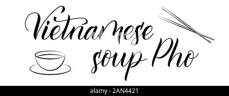 Vietnamese Soup Pho isolated on white Stock Vector