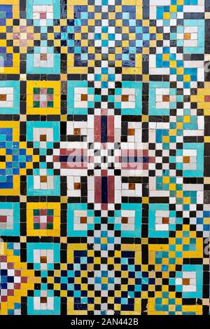 Detail of traditional persian mosaic wall with geometrical ornament in Iran Stock Photo