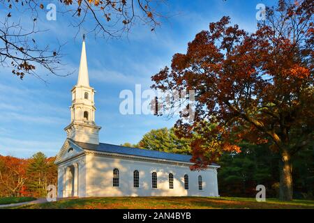 The Martha Mary Chapel of Wayside Inn on a sunny morning. The Chapel was built by Henry Ford and has long been recognized as a Sudbury landmark. Stock Photo