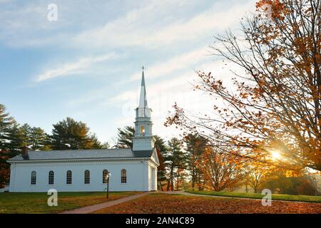 The Martha Mary Chapel of Wayside Inn on a sunny morning. The Chapel was built by Henry Ford and has long been recognized as a Sudbury landmark. Stock Photo