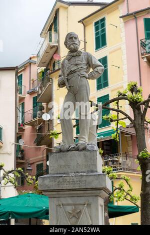 Monument of Giuseppe Garibaldi in the Italian town Monterosso al Mare of the coastal area Cinque Terre Stock Photo