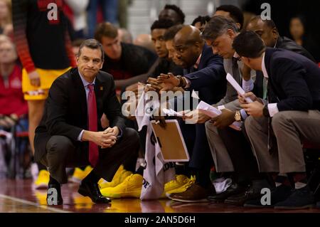 Madison, WI, USA. 14th Jan, 2020. Maryland head coach Mark Turgeon and his staff during the NCAA Basketball game between the Maryland Terrapins and the Wisconsin Badgers at the Kohl Center in Madison, WI. Wisconsin defeated Maryland 56-54. John Fisher/CSM/Alamy Live News Stock Photo