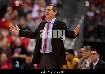 Madison, WI, USA. 14th Jan, 2020. Maryland head coach Mark Turgeon during the NCAA Basketball game between the Maryland Terrapins and the Wisconsin Badgers at the Kohl Center in Madison, WI. Wisconsin defeated Maryland 56-54. John Fisher/CSM/Alamy Live News Stock Photo