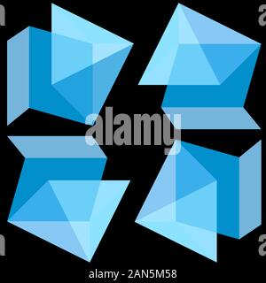 abstract logo of parallelepipeds and a pyramid with translucent sides in the form of 3D Stock Vector