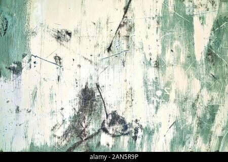 galvanized metal texture with old peeling paint. Metal background, copyspace. view from above. Stock Photo