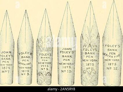 History of the invention and illustrated process of making Foley's diamond pointed gold pens . PEN ;! IIIKew yor!n° a™ 187S:ill|. Stock Photo