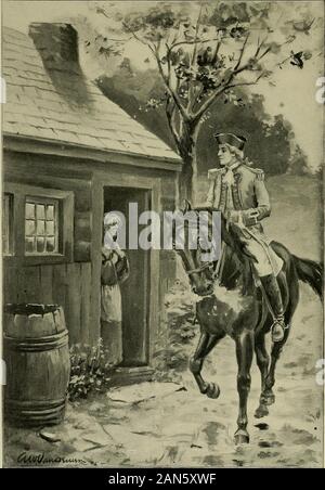 Outing . BUT MEETING MOTHER IPOCK IN THE MARKET-PLACE. {p. J2J.) bleeding-heart ; tis like his spirit, she abruptly and turned into a bridle-path said, her black eyes snapping. which cut across the Council farm. In His visit ended, Colonel Ferguson rode a few moments he came to the hut of slowly through the fragrant sunset, for which he was evidently in search, and. Painted for Outing by A. W. Van Deusen. MOTHER IPOCK, THE PALACE WITCH. RE DC O A T AND CONTINENTAL. 321 riding quite close he struck upon thedoor with his whip. It was opened byan old woman, gaunt of figure and wizenof face, whose Stock Photo