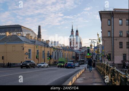 SAINT PETERSBURG, RUSSIA. Exterior architecture view of Church of St. Panteleimon the Healer on Pestel's street Stock Photo