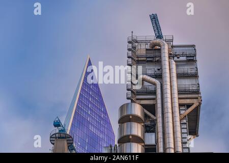 The Lloyd's building and The Scalpel in The City of London Stock Photo