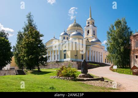 Nilo-Stolobenskaya Pustyn  is situated on Stolobny Island in Lake Seliger. Tver region, Russia Stock Photo