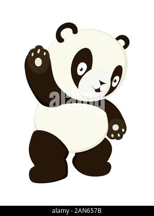 Stylized panda full body drawing. Simple panda bear icon or logo design Stock Vector