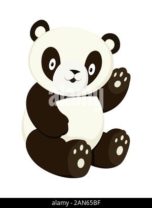 Stylized panda full body drawing. Simple panda bear icon or logo design Stock Vector