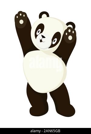 Stylized panda full body drawing. Simple panda bear icon or logo design Stock Vector