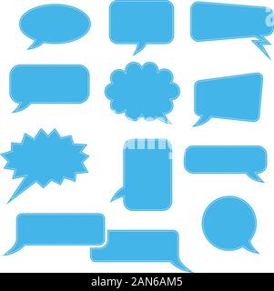 Speech bubbles. Blue blank signs Stock Vector