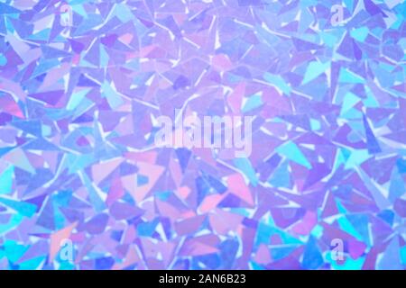 Stylish neon background with holographic sequins of geometric shapes. Stock Photo