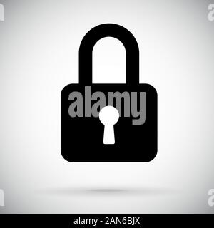 Closed padlock. Black icon Stock Vector
