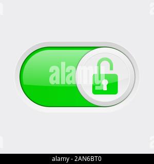 Open button. Toggle switch green button Stock Vector