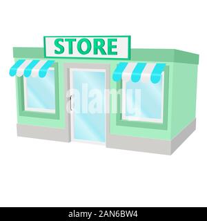 Store building. Small green house Stock Vector