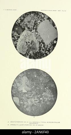 Granite, orthoclase, plagioclase, quartz and biotite crystals. Thin ...