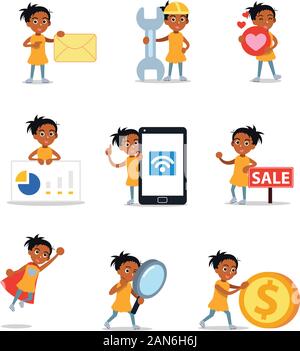 Set of woman character as a figure skating world record. Stock Vector