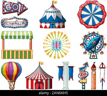 Set of circus items on white background illustration Stock Vector Image ...