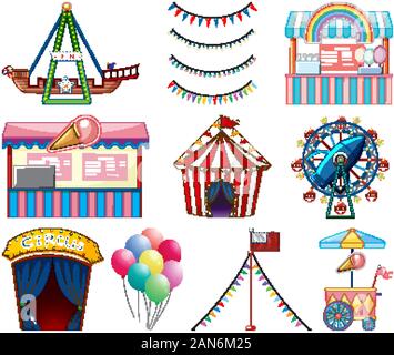 Set of circus items on white background illustration Stock Vector Image ...