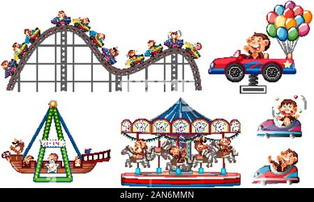 Set of circus items on white background illustration Stock Vector