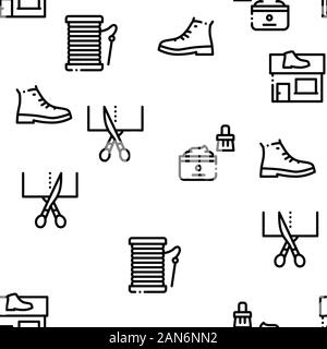 Shoe Repair Equipment Seamless Pattern Vector Stock Vector