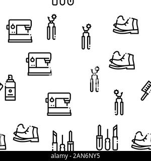Shoe Repair Equipment Seamless Pattern Vector Stock Vector