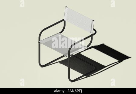 A patio chair 3D rendering along with its finite element mesh on white backround Stock Photo