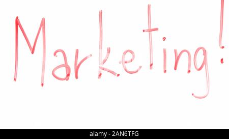 Marketing exclamation written on glass, PR and advertising strategy, business Stock Photo