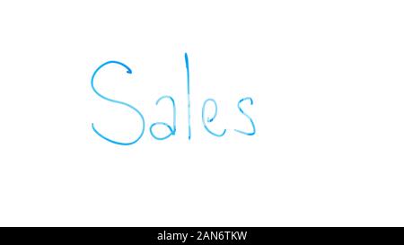 Sales word written on glass, black Friday, discounted purchases before holidays Stock Photo