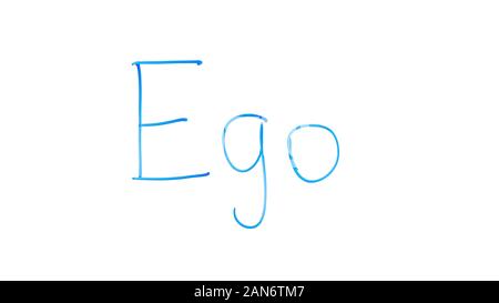 Ego word written on glass, personal development, improving self-knowledge Stock Photo
