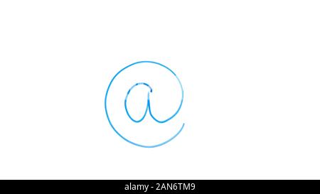 At sign written on glass, e-mail symbol connects user and domain name, internet Stock Photo