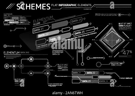 Schemes Flat Infographic Elements Collection Stock Vector