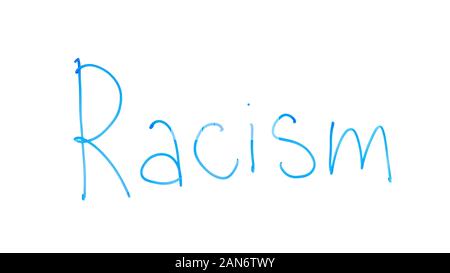 Racism word written on glass, national minorities discrimination, race priority Stock Photo