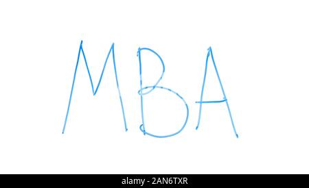 MBA abbreviation written on glass, master of business administration, degree Stock Photo