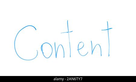 Content word written on glass, information for public usage, website development Stock Photo