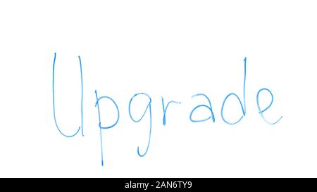 Upgrade word written on glass, renovation of systems, technical progress Stock Photo