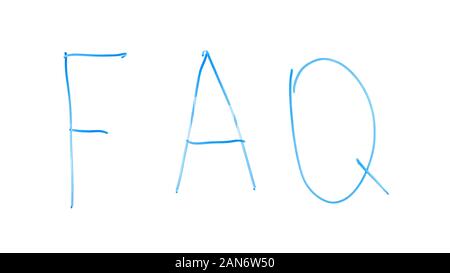 FAQ abbreviation written on glass, frequently asked questions or answer on topic Stock Photo