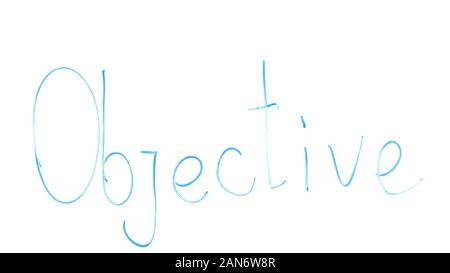 Objective word written on glass, task of marketing department, motivation Stock Photo