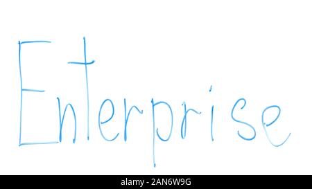 Enterprise word written on glass, business interests, company development Stock Photo
