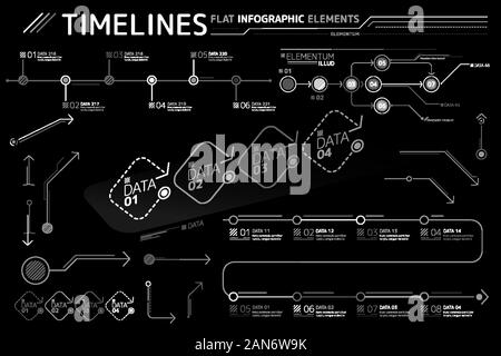 Timelines Flat Infographic Elements Collection Stock Vector