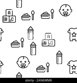 Baby Clothes And Tools Seamless Pattern Vector Stock Vector