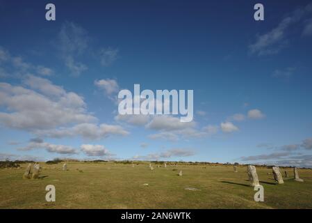 The Hurlers stone circles. Bodmin Moor. Cornwall, England UK Stock Photo