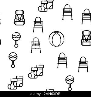 Baby Clothes And Tools Seamless Pattern Vector Stock Vector