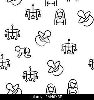 Baby Clothes And Tools Seamless Pattern Vector Stock Vector